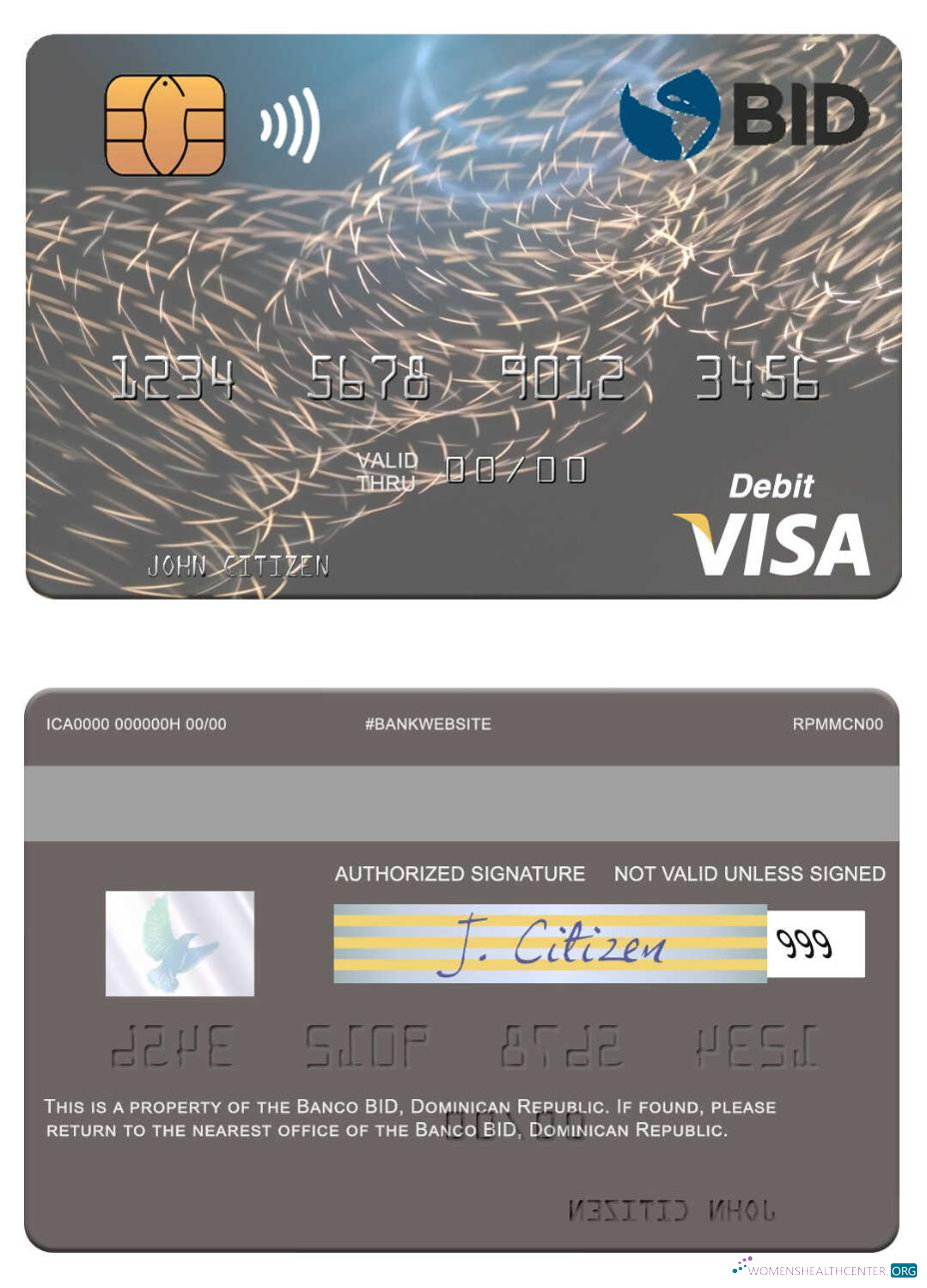 Download Dominican Republic Banco BID visa debit card Photoshop template